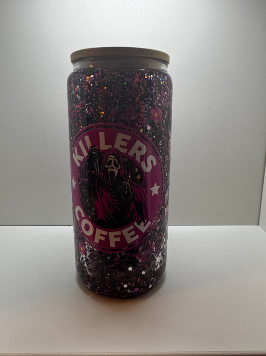 Ghost Face 16oz Glass Snowglobe Tumbler