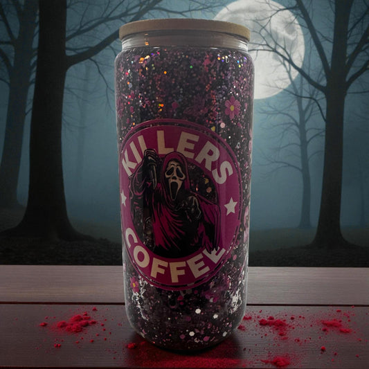 Ghost Face 16oz Glass Snowglobe Tumbler